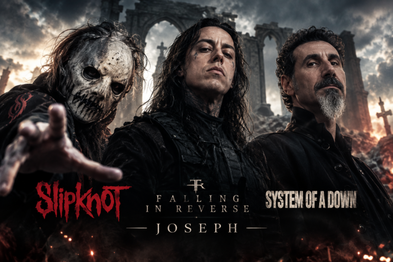 Slipknot e System of a Down se encontram: vocalistas se unem ao Falling In Reverse em superprodução