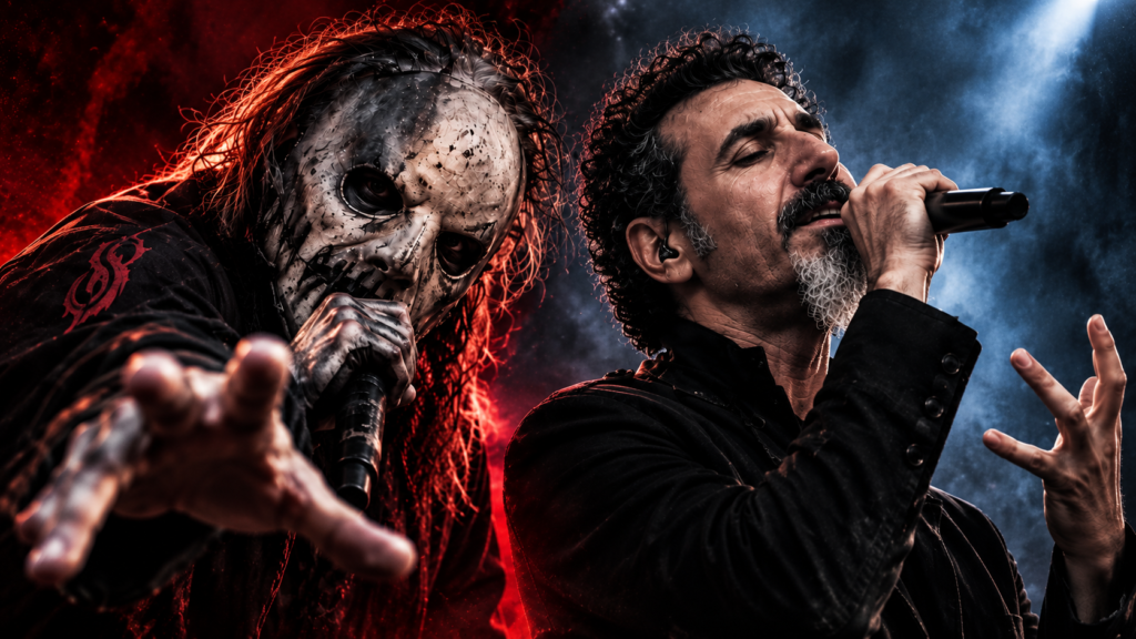 Imagem principal da matéria: Slipknot e System of a Down se encontram: vocalistas se unem ao Falling In Reverse em superprodução